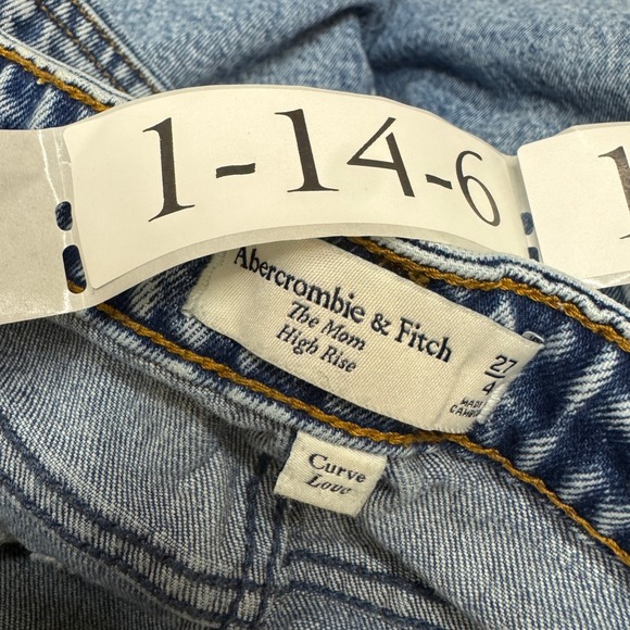 Abercrombie Fitch Jeans Womens Size 27 4 Short Blue The Mom High Rise Curve Love - Picture 6 of 10